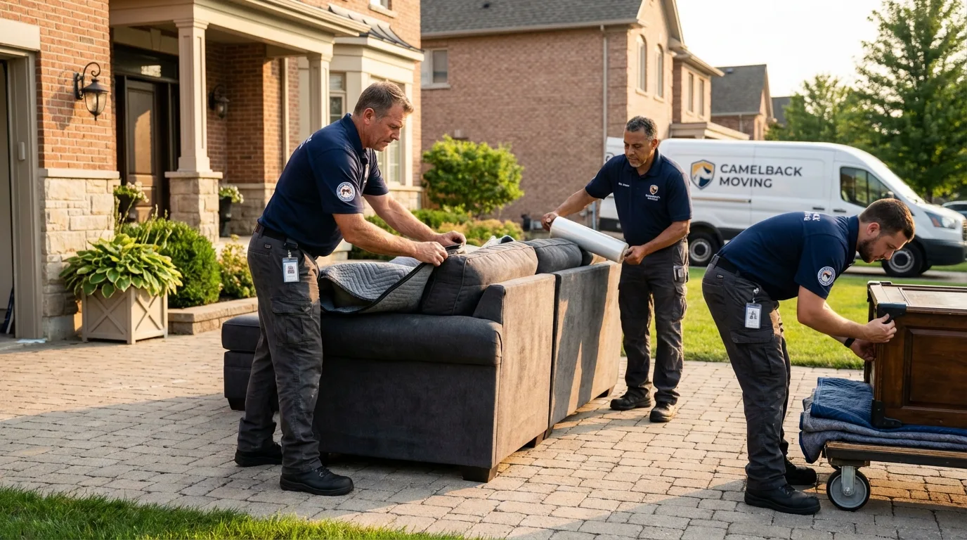 Large estate moving crew wrapping furniture in Dyersburg, TN