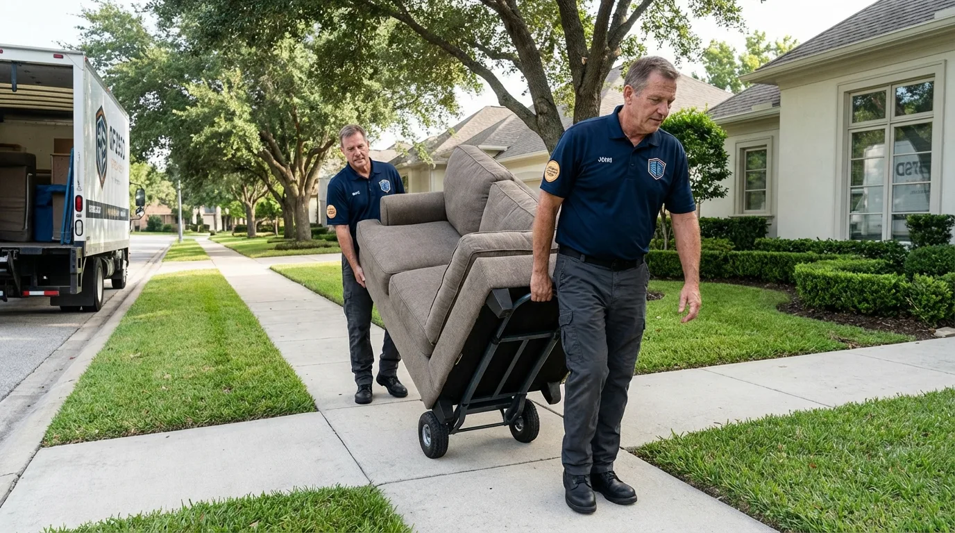 Local residential moving crew loading furniture in Dyersburg, TN