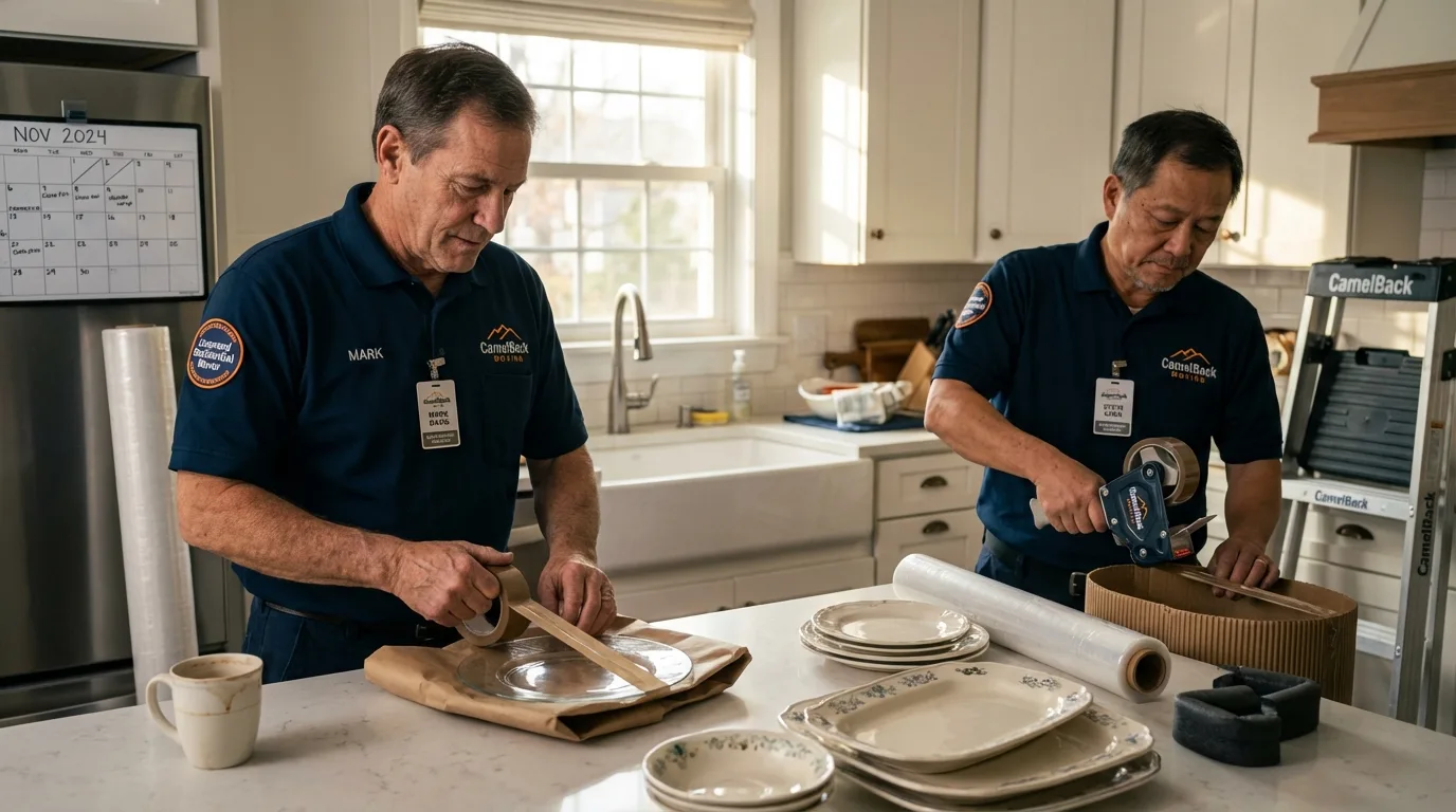 Professional crew packing kitchen dishware in Dyersburg, TN